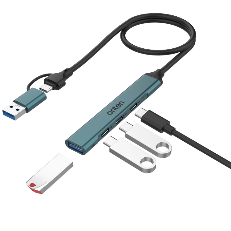 Onten UCA9703 4 in 2 USB 3.0 + Type-C to 3 Type-C + USB HUB Docking Station, UCA9703