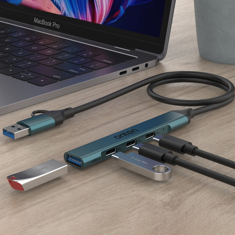Onten UCA9703 4 in 2 USB 3.0 + Type-C to 3 Type-C + USB HUB Docking Station, UCA9703