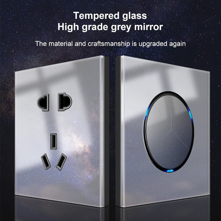 86mm Round LED Tempered Glass Switch Panel, Gray Round Glass, One Open Dual Control, Two Billing Control, Two Open Dual Control, Three Billing Control, Three Open Dual Control, Four Billing Control, Four Open Dual Control, One Open Multiple Control