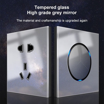 86mm Round LED Tempered Glass Switch Panel, Gray Round Glass, One Open Dual Control, Two Billing Control, Two Open Dual Control, Three Billing Control, Three Open Dual Control, Four Billing Control, Four Open Dual Control, One Open Multiple Control