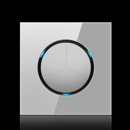 86mm Round LED Tempered Glass Switch Panel, Gray Round Glass, One Open Dual Control, Two Billing Control, Two Open Dual Control, Three Billing Control, Three Open Dual Control, Four Billing Control, Four Open Dual Control, One Open Multiple Control