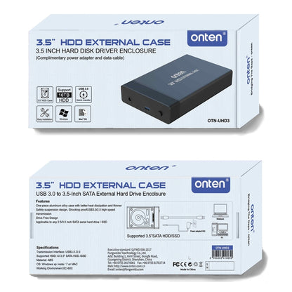Onten UHD3 3.5 inch USB3.0 HDD External Hard Drive Enclosure, US Plug
