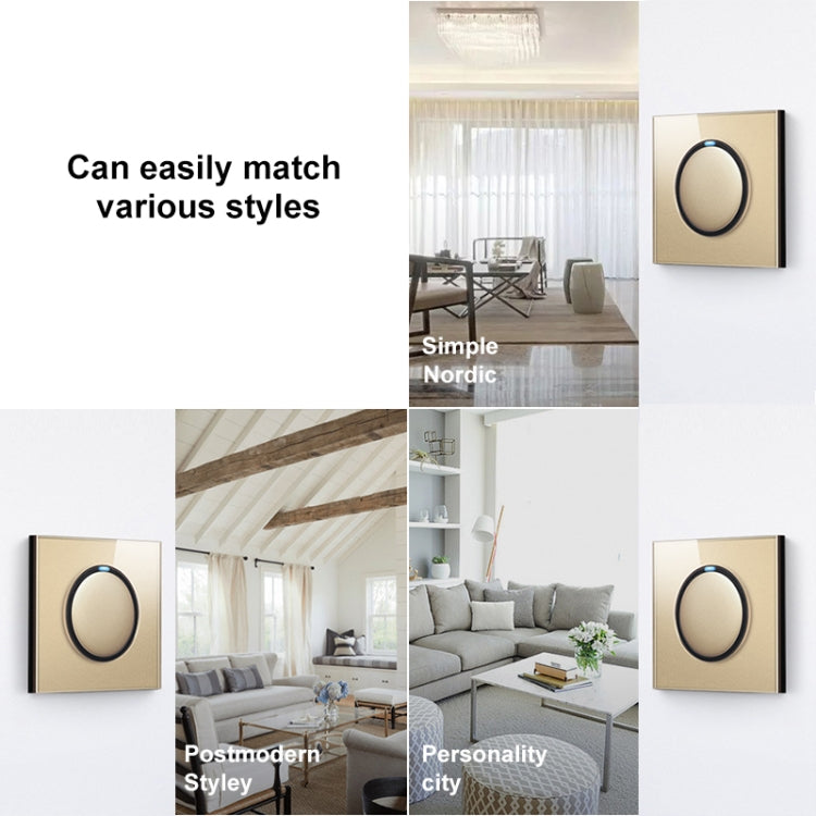 86mm Round LED Tempered Glass Switch Panel, Gold Round Glass, One Open Dual Control, Two Billing Control, Two Open Dual Control, Three Billing Control, Three Open Dual Control, Four Billing Control, Four Open Dual Control, One Open Multiple Control