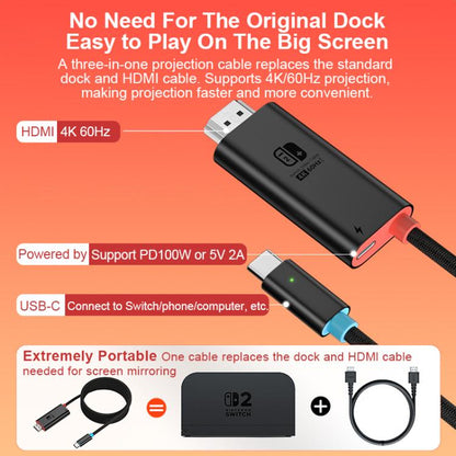 USB-C / Type-C to HDMI HD Adapter Cable, Length: 1.8m, 4K 60Hz