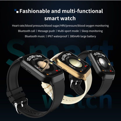 2.01 inch Leather Strap Bluetooth Call Smart Watch Support Heart Rate Monitoring / Non-invasive Blood Sugar, Leather Strap Black, Leather Strap Brown