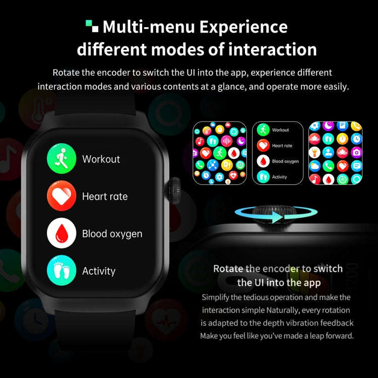 2.01 inch Leather Strap Bluetooth Call Smart Watch Support Heart Rate Monitoring / Non-invasive Blood Sugar, Leather Strap Black, Leather Strap Brown