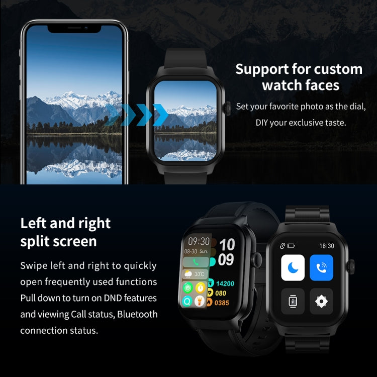 2.01 inch Silicone Strap Bluetooth Call Smart Watch Support Heart Rate Monitoring / Non-invasive Blood Sugar, Silicone Strap Black, Silicone Strap Light Yellow