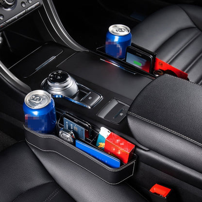 Car Multi-functional Console Box Cup Holder Seat Gap Side Storage Box, Frizzled Feather Style, Grey Front Passenger Seat, Grey Main Driver Seat, Red Front Passenger Seat, Red Main Driver Seat