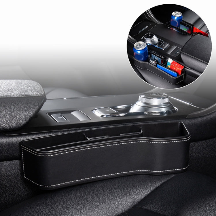 Car Multi-functional Console Box Cup Holder Seat Gap Side Storage Box, Leather Style, Brown Front Passenger Seat, Beige Front Passenger Seat, Black Front Passenger Seat, Black Main Driver Seat, Beige Main Driver Seat, Brown Main Driver Seat
