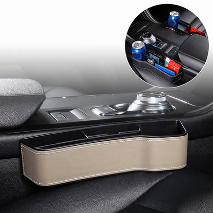 Car Multi-functional Console Box Cup Holder Seat Gap Side Storage Box, Leather Style, Brown Front Passenger Seat, Beige Front Passenger Seat, Black Front Passenger Seat, Black Main Driver Seat, Beige Main Driver Seat, Brown Main Driver Seat