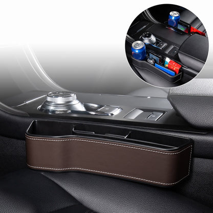 Car Multi-functional Console Box Cup Holder Seat Gap Side Storage Box, Leather Style, Brown Front Passenger Seat, Beige Front Passenger Seat, Black Front Passenger Seat, Black Main Driver Seat, Beige Main Driver Seat, Brown Main Driver Seat