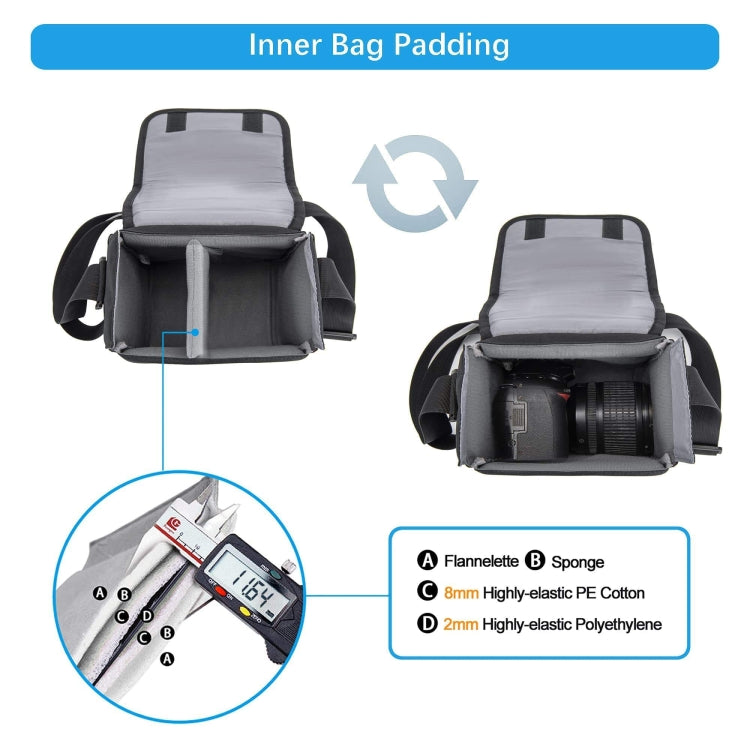 Cwatcun D52 Crossbody Camera Bag Photography Lens Shoulder Bag, 17 x 18 x 11cm