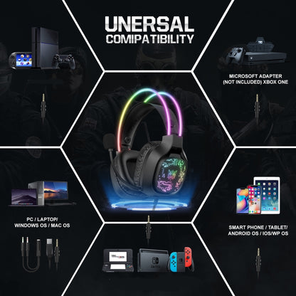 ONIKUMA X22 USB + 3.5mm Colorful Light Wired Gaming Headset with Mic, Cable length: 1.8m, X22