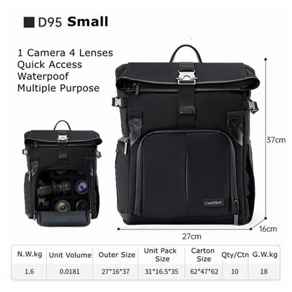 Cwatcun D95 Large Capacity Photography Backpack Shoulders Laptop Camera Bag, 27 x 37 x 16cm, 30.5 x 18 x 38cm