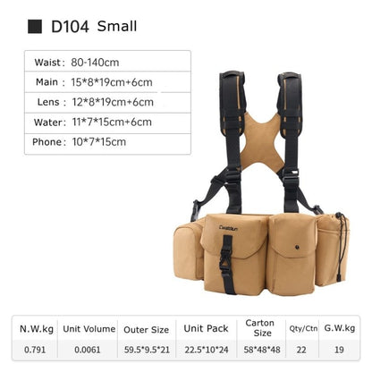 Cwatcun D104 Camera Waist Pack Vest Bag, 59.5 x 9.5 x 21cm, 75 x 10.5 x 27.5cm