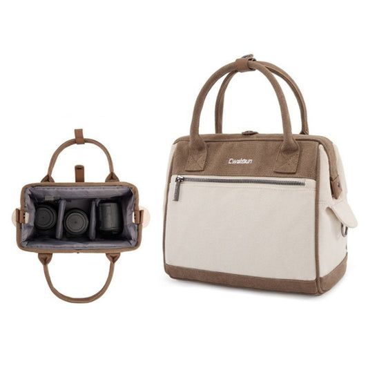 Cwatcun D112 Contrast Canvas Camera Bag One-shoulder Cross-body Tote Bag, 24.5 x 30 x 15.5cm