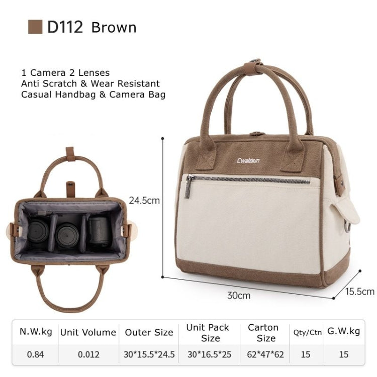 Cwatcun D112 Contrast Canvas Camera Bag One-shoulder Cross-body Tote Bag, 24.5 x 30 x 15.5cm