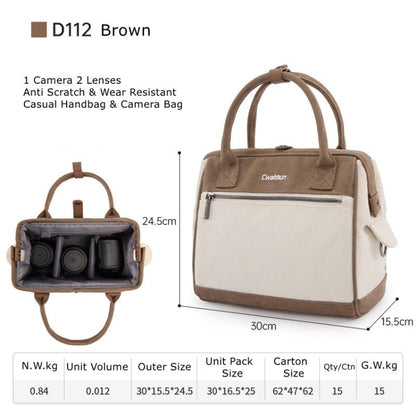 Cwatcun D112 Contrast Canvas Camera Bag One-shoulder Cross-body Tote Bag, 24.5 x 30 x 15.5cm