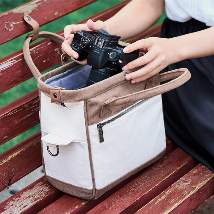 Cwatcun D112 Contrast Canvas Camera Bag One-shoulder Cross-body Tote Bag, 24.5 x 30 x 15.5cm