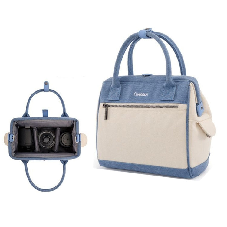 Cwatcun D112 Contrast Canvas Camera Bag One-shoulder Cross-body Tote Bag, 24.5 x 30 x 15.5cm