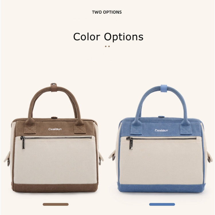 Cwatcun D112 Contrast Canvas Camera Bag One-shoulder Cross-body Tote Bag, 24.5 x 30 x 15.5cm