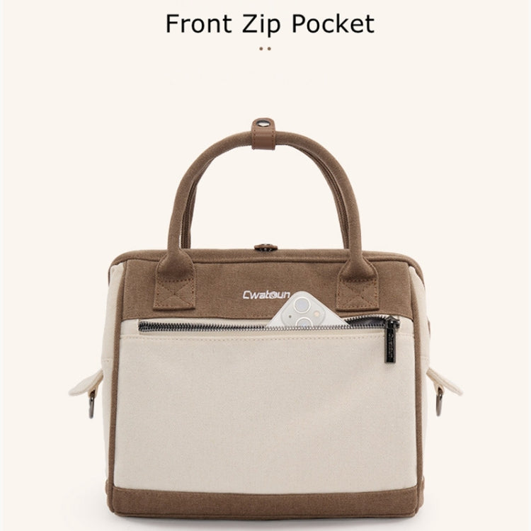 Cwatcun D112 Contrast Canvas Camera Bag One-shoulder Cross-body Tote Bag, 24.5 x 30 x 15.5cm