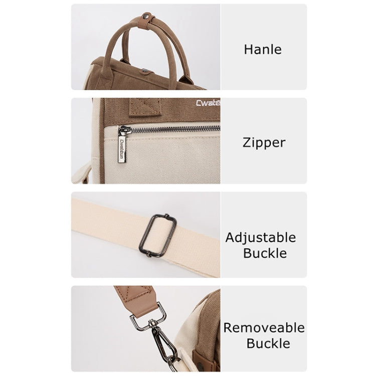 Cwatcun D112 Contrast Canvas Camera Bag One-shoulder Cross-body Tote Bag, 24.5 x 30 x 15.5cm