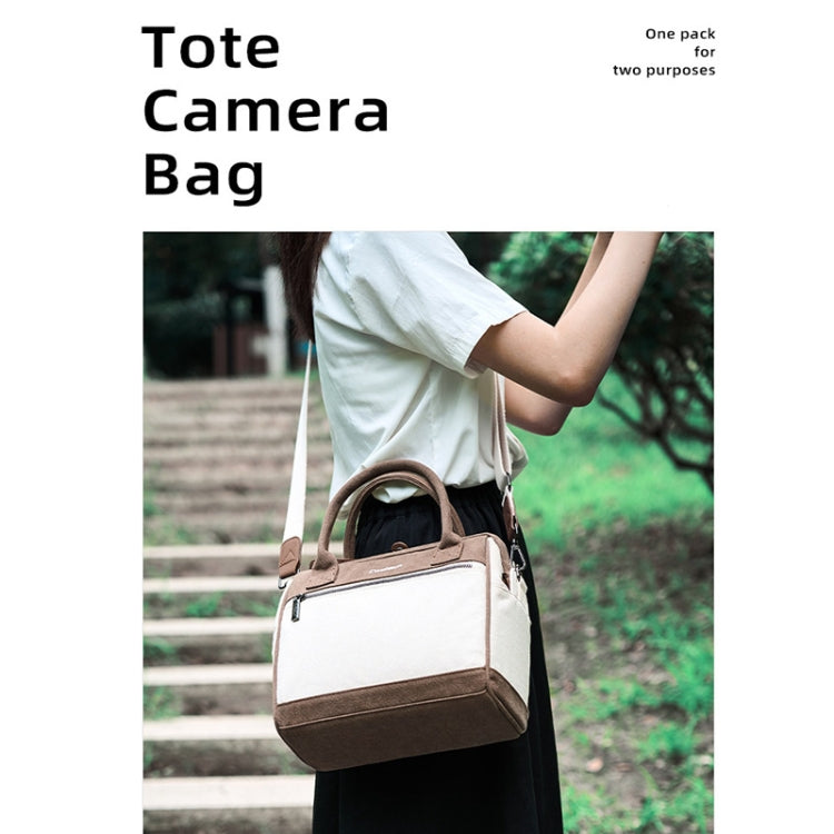 Cwatcun D112 Contrast Canvas Camera Bag One-shoulder Cross-body Tote Bag, 24.5 x 30 x 15.5cm