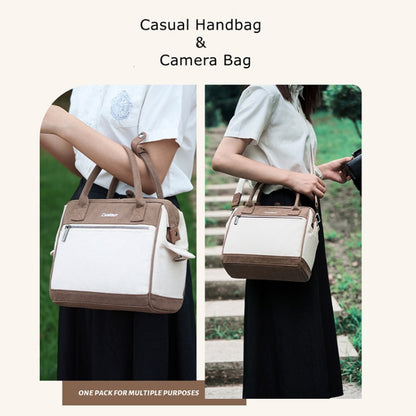 Cwatcun D112 Contrast Canvas Camera Bag One-shoulder Cross-body Tote Bag, 24.5 x 30 x 15.5cm