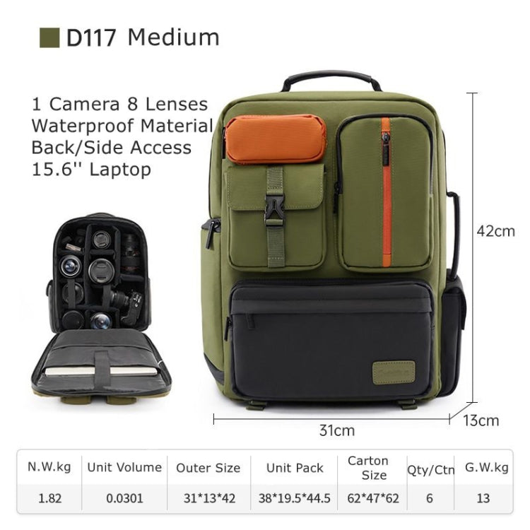 Cwatcun D117 Large Capacity Photography Backpack Shoulders Laptop Camera Bag, 42 x 31 x 13cm, 43.3 x 33 x 13cm