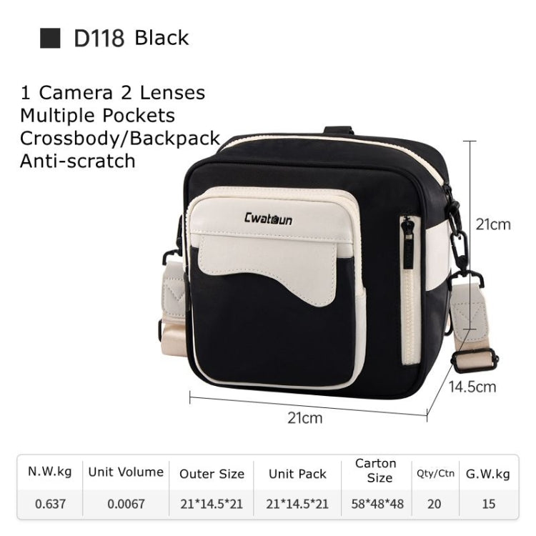 Cwatcun D118 Contrast Two Ways Backpack Cross-body Canera Bag, 21 x 21 x 14.5cm