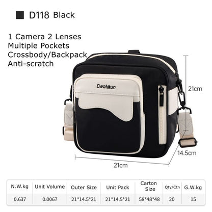 Cwatcun D118 Contrast Two Ways Backpack Cross-body Canera Bag, 21 x 21 x 14.5cm