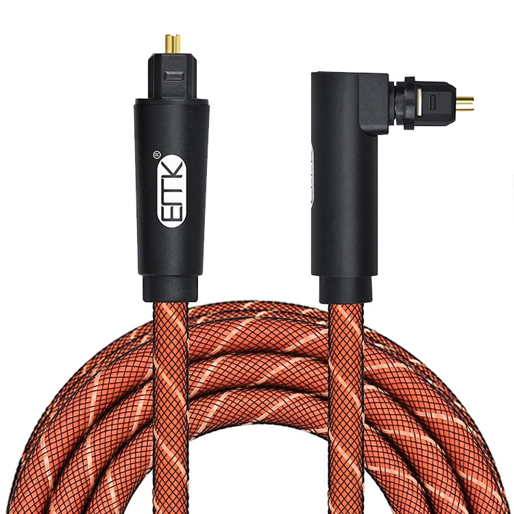 EMK 90 Degree Swivel Adjustable Right Angled 360 Degrees Rotatable Pulg Nylon Woven Mesh Optical Audio Cable, 1m(Orange), 1.5m(Orange), 2m(Orange), 3m(Orange), 5m(Orange)