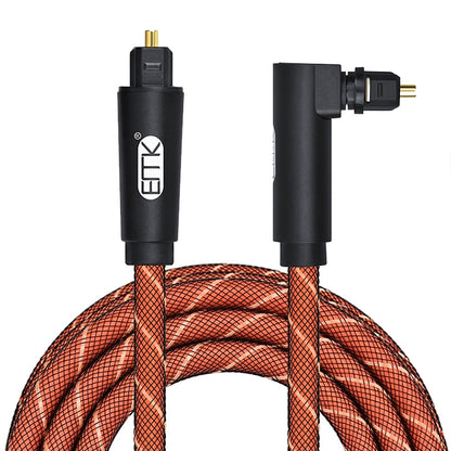 EMK 90 Degree Swivel Adjustable Right Angled 360 Degrees Rotatable Pulg Nylon Woven Mesh Optical Audio Cable, 1m(Orange), 1.5m(Orange), 2m(Orange), 3m(Orange), 5m(Orange)
