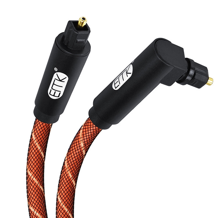 EMK 90 Degree Swivel Adjustable Right Angled 360 Degrees Rotatable Pulg Nylon Woven Mesh Optical Audio Cable, 1m(Orange), 1.5m(Orange), 2m(Orange), 3m(Orange), 5m(Orange)