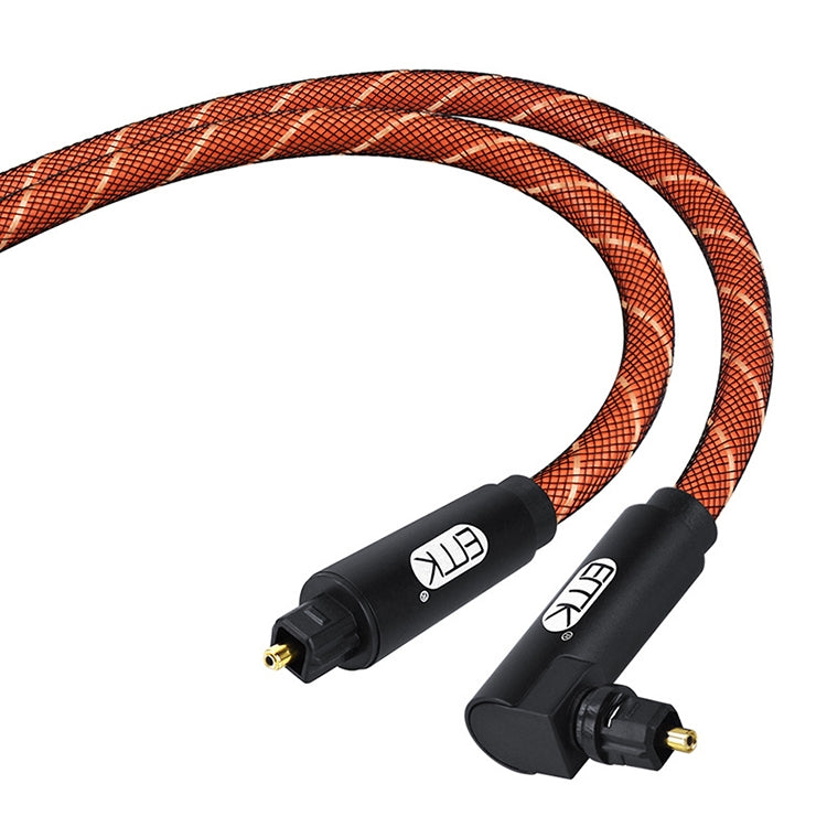 EMK 90 Degree Swivel Adjustable Right Angled 360 Degrees Rotatable Pulg Nylon Woven Mesh Optical Audio Cable, 1m(Orange), 1.5m(Orange), 2m(Orange), 3m(Orange), 5m(Orange)