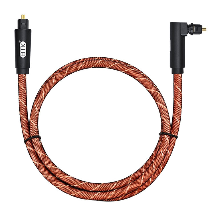 EMK 90 Degree Swivel Adjustable Right Angled 360 Degrees Rotatable Pulg Nylon Woven Mesh Optical Audio Cable, 1m(Orange), 1.5m(Orange), 2m(Orange), 3m(Orange), 5m(Orange)