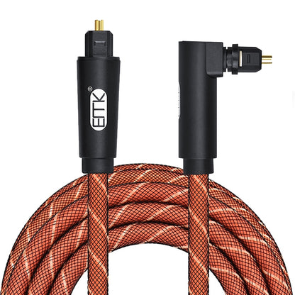 EMK 90 Degree Swivel Adjustable Right Angled 360 Degrees Rotatable Pulg Nylon Woven Mesh Optical Audio Cable, 1m(Orange), 1.5m(Orange), 2m(Orange), 3m(Orange), 5m(Orange)