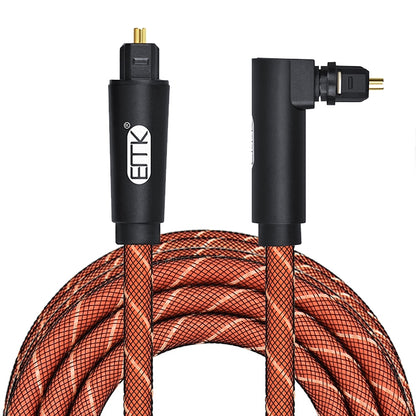 EMK 90 Degree Swivel Adjustable Right Angled 360 Degrees Rotatable Pulg Nylon Woven Mesh Optical Audio Cable, 1m(Orange), 1.5m(Orange), 2m(Orange), 3m(Orange), 5m(Orange)
