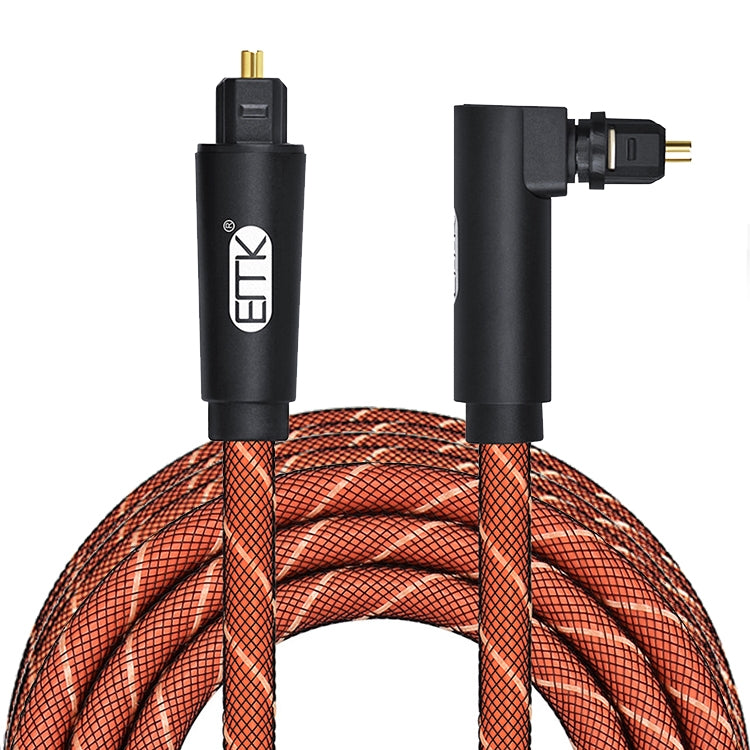 EMK 90 Degree Swivel Adjustable Right Angled 360 Degrees Rotatable Pulg Nylon Woven Mesh Optical Audio Cable, 1m(Orange), 1.5m(Orange), 2m(Orange), 3m(Orange), 5m(Orange)