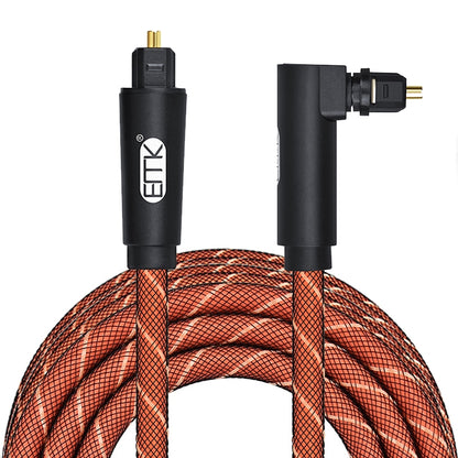 EMK 90 Degree Swivel Adjustable Right Angled 360 Degrees Rotatable Pulg Nylon Woven Mesh Optical Audio Cable, 1m(Orange), 1.5m(Orange), 2m(Orange), 3m(Orange), 5m(Orange)