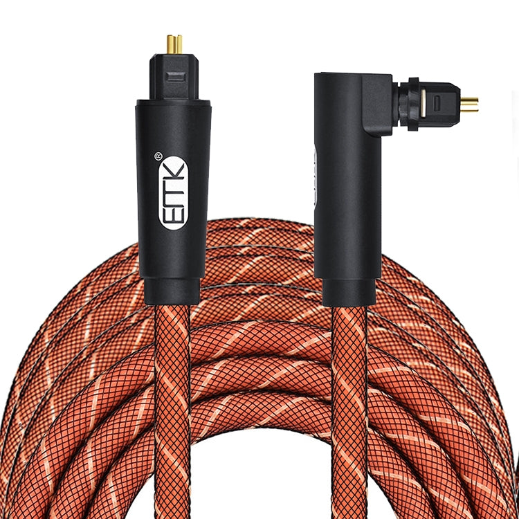 EMK 90 Degree Swivel Adjustable Right Angled 360 Degrees Rotatable Pulg Nylon Woven Mesh Optical Audio Cable, 1m(Orange), 1.5m(Orange), 2m(Orange), 3m(Orange), 5m(Orange)