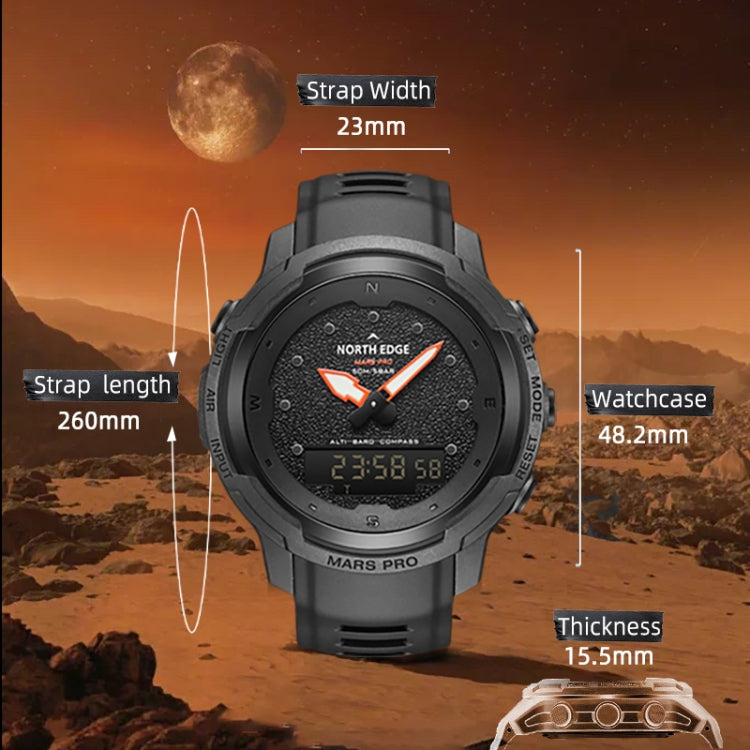 NORTH EDGE MarsPro Carbon Fiber Outdoor Sports Multifunctional Electronic Watch, MarsPro