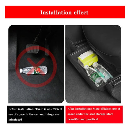 For Tesla Model Y 2021-2023 TPE Storage Organizer Under Car Seat, with Cover, without Cover