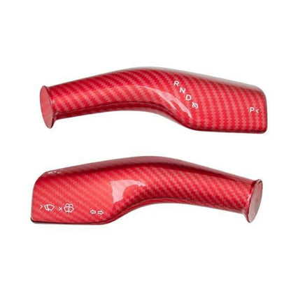 For Tesla Model 3 / Y 2pcs/Set Car Turn Signal Lever Carbon Fiber Pattern Protective Cover