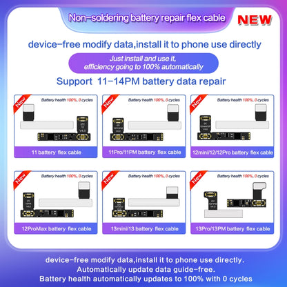 I2C External Battery Repair Cable, For iPhone 15 Pro Max / 15 Pro, For iPhone 15 / 15 Plus, For iPhone 13 Pro Max / 13 Pro, For iPhone 13 / 13 mini, For iPhone 14 / 14 Plus, For iPhone 14 Pro Max / 14 Pro, For iPhone SE 2022