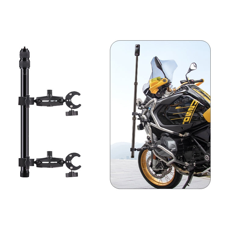Motorcycle Clamps Handlebar Fixed Mount 3-stage Telescopic Selfie Stick, Double Dual-heads Crabs 3-stage Selfie Stick, Dual-heads Crab & Single Heads 3-stage Selfie Stick, 2 x Dual-heads Crab 1 x Single Heads