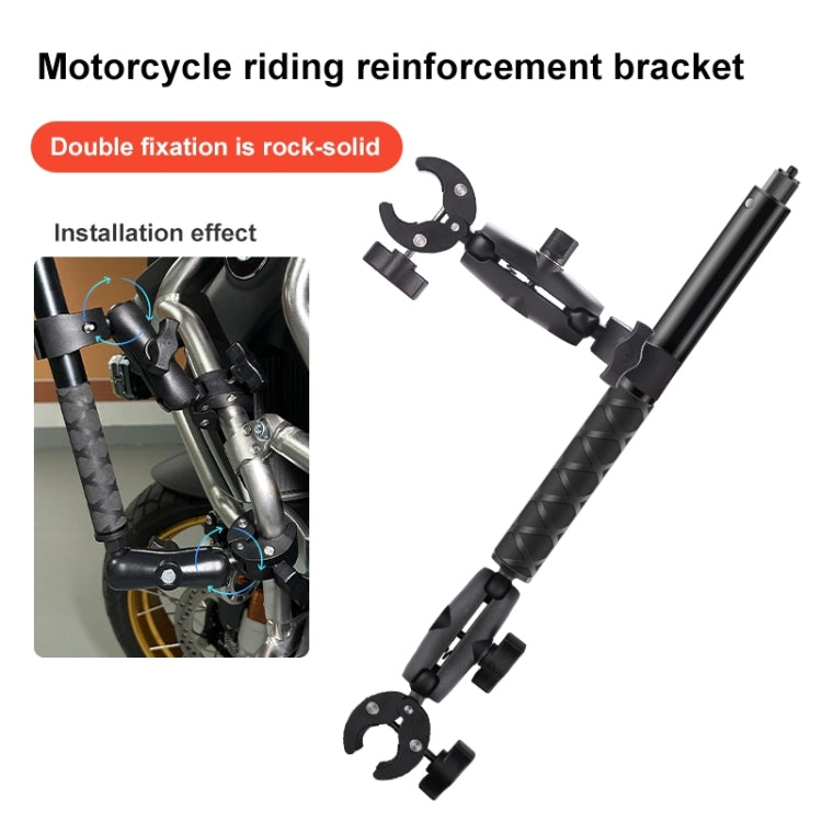 Motorcycle Clamps Handlebar Fixed Mount 3-stage Telescopic Selfie Stick, Double Dual-heads Crabs 3-stage Selfie Stick, Dual-heads Crab & Single Heads 3-stage Selfie Stick, 2 x Dual-heads Crab 1 x Single Heads