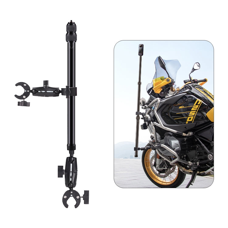 Motorcycle Clamps Handlebar Fixed Mount 3-stage Telescopic Selfie Stick, Double Dual-heads Crabs 3-stage Selfie Stick, Dual-heads Crab & Single Heads 3-stage Selfie Stick, 2 x Dual-heads Crab 1 x Single Heads