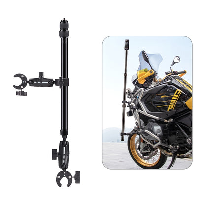 Motorcycle Clamps Handlebar Fixed Mount 3-stage Telescopic Selfie Stick, Double Dual-heads Crabs 3-stage Selfie Stick, Dual-heads Crab & Single Heads 3-stage Selfie Stick, 2 x Dual-heads Crab 1 x Single Heads